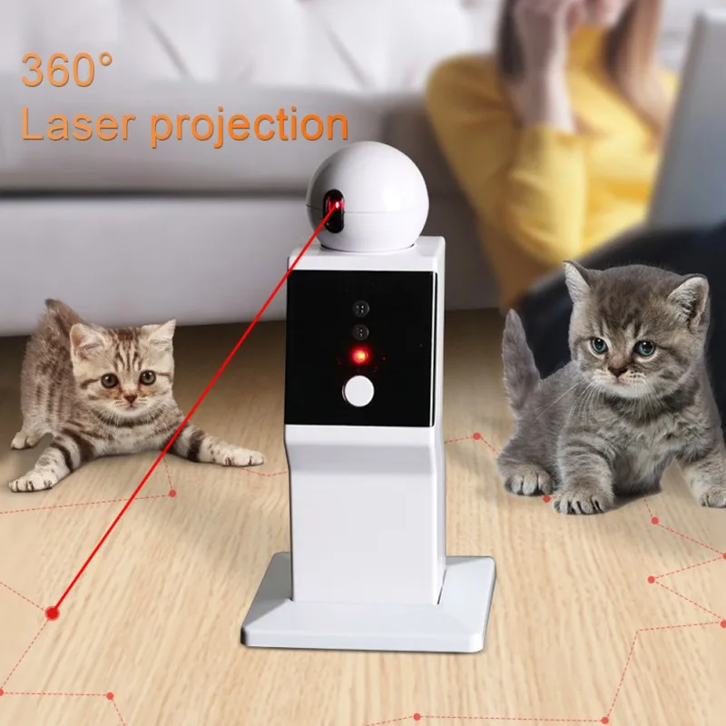 Pametna Mačka Interaktivna Igrača Robot Laser Igrača Samodejno Obračanje LED Laser Dražila Mačka Izvajanje Usposabljanja Igranje Igrača Za Mačke Polnjenje prek kabla USB