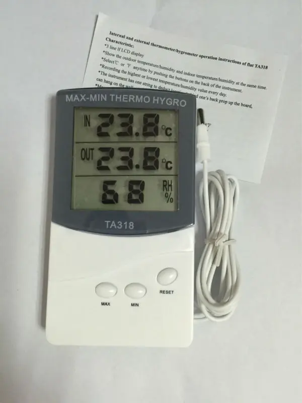 Pametni Gospodinjski Digitalni LCD Notranji Zunanji Termometer, Higrometer MAX-MIN TERMO HYGRO Metrov Z 1,5 M Kabel Senzorja ping