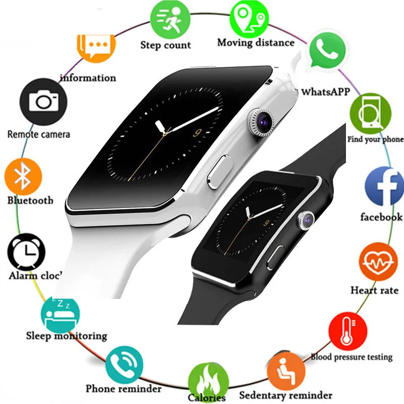 Pametno Gledati Moške Digitalna ura s Kamero Zaslona na Dotik Podporo KARTICE TF Kartice Bluetooth Smartwatch za iPhone in Android Telefon Xiaomi