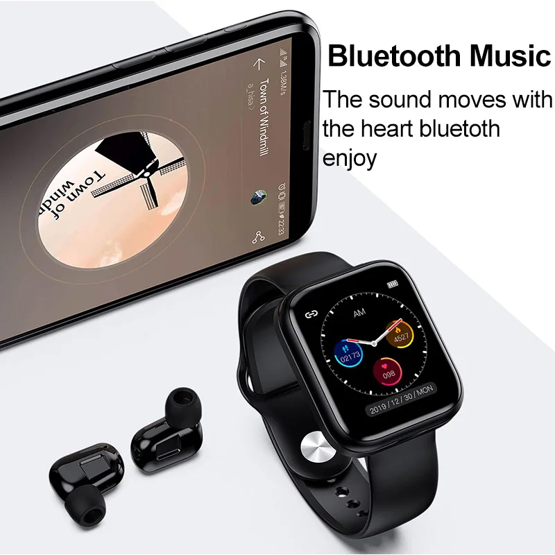 Pametno Gledati X5 TWS Slušalke Bluetooth Brezžične Slušalke Dva v enem 1.54 palčni Klic Glasbo, Šport Band Smartwatch Za Android IOS