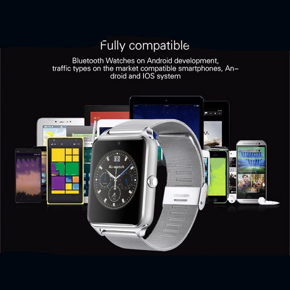 Pametno Gledati Z60 Moški Ženske Bluetooth Jekla, Trak za Zapestje Smartwatch Podporo SIM/TF Kartice Pazi Za Apple, Android Telefon Moški Reloj