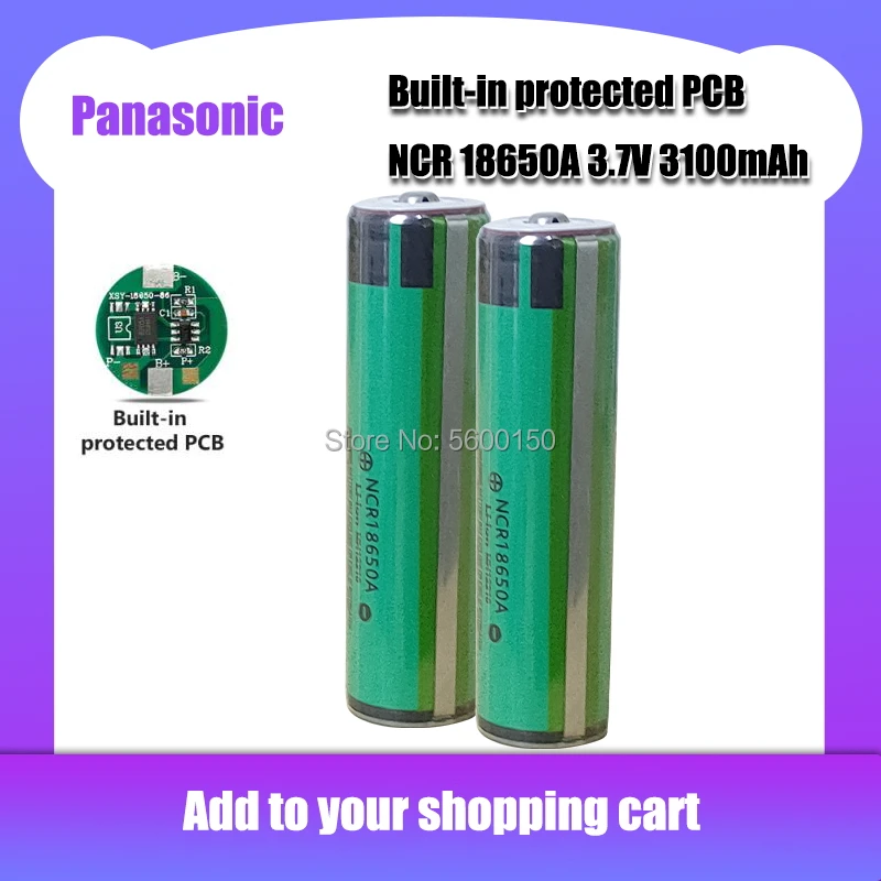 Panasonic 18650 baterija Litij-ionsko akumulatorsko baterijo 3,7 V 3100mAh li-ionska Baterija NCR18650A z zaščito odbor za Svetilko