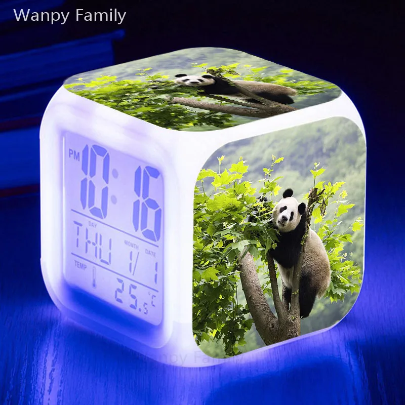 Panda Budilka Žareče LED Sprememba Barve Digitalna Budilka Velik zaslon Multifunctio Dotik, Zaznavanje Ura