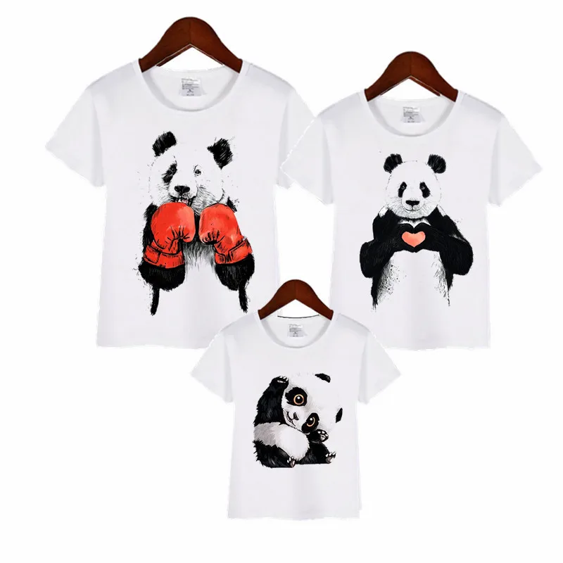 Panda Družine Ujemanja Obleke Natisni T-shirt Očka, Mama Otroka Vrhovi Tee Družino Puloverju Miško Vrhovi Strank, T-majice
