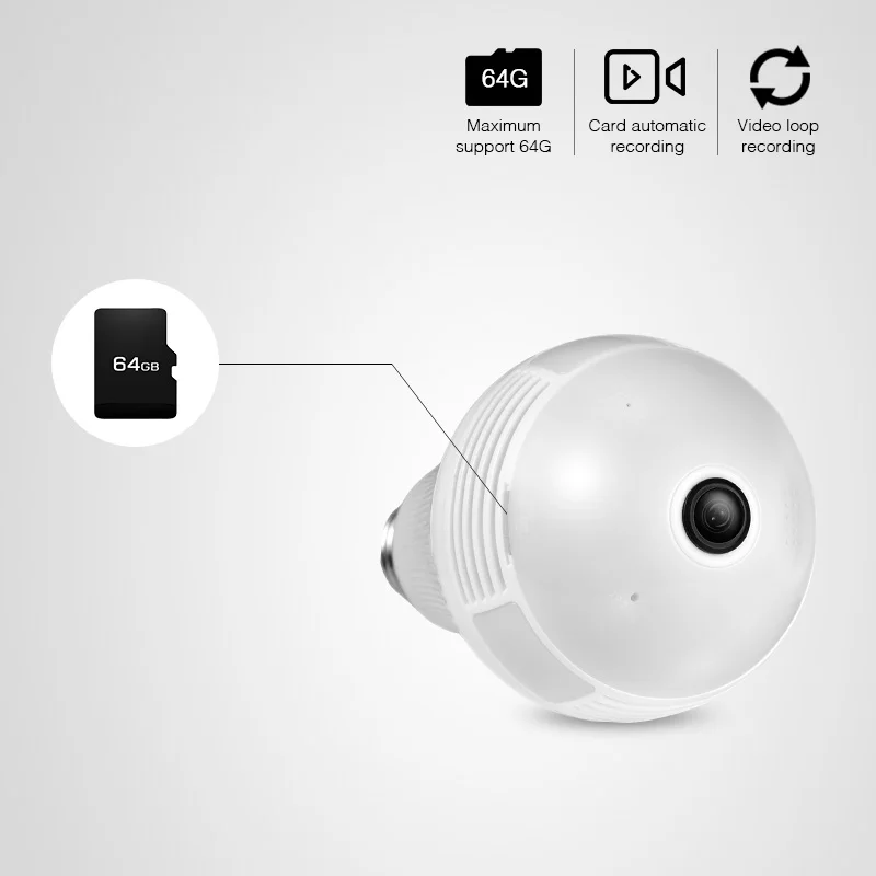 Panoramske Kamere, Wifi 1080P LED Luči Fisheye Žarnica Svetilka CCTV Video Nadzor Home Security Vlomilec IP Kamero 360 Stopinj