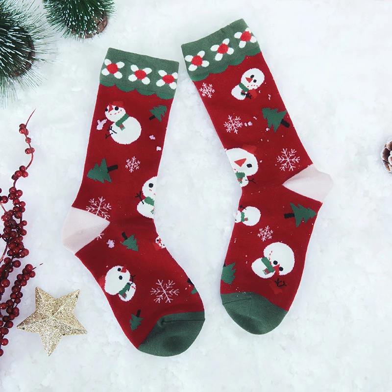 Par nogavic Božična darila 2021New leto Božično drevo Santa Claus Moški Ženske nogavice set 5 parov Risanka nogavice Bombaža, Darilni embalaži