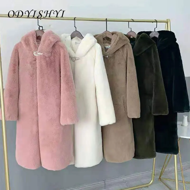 Parka Ženske Fur Coats Hooded Pozimi Plus Velikost Suknjič 2020 Moda Imitacije Mink Specializiranimi za umetno Krzno Plašč Svoboden Toplo Suknji Ženska S-4XL