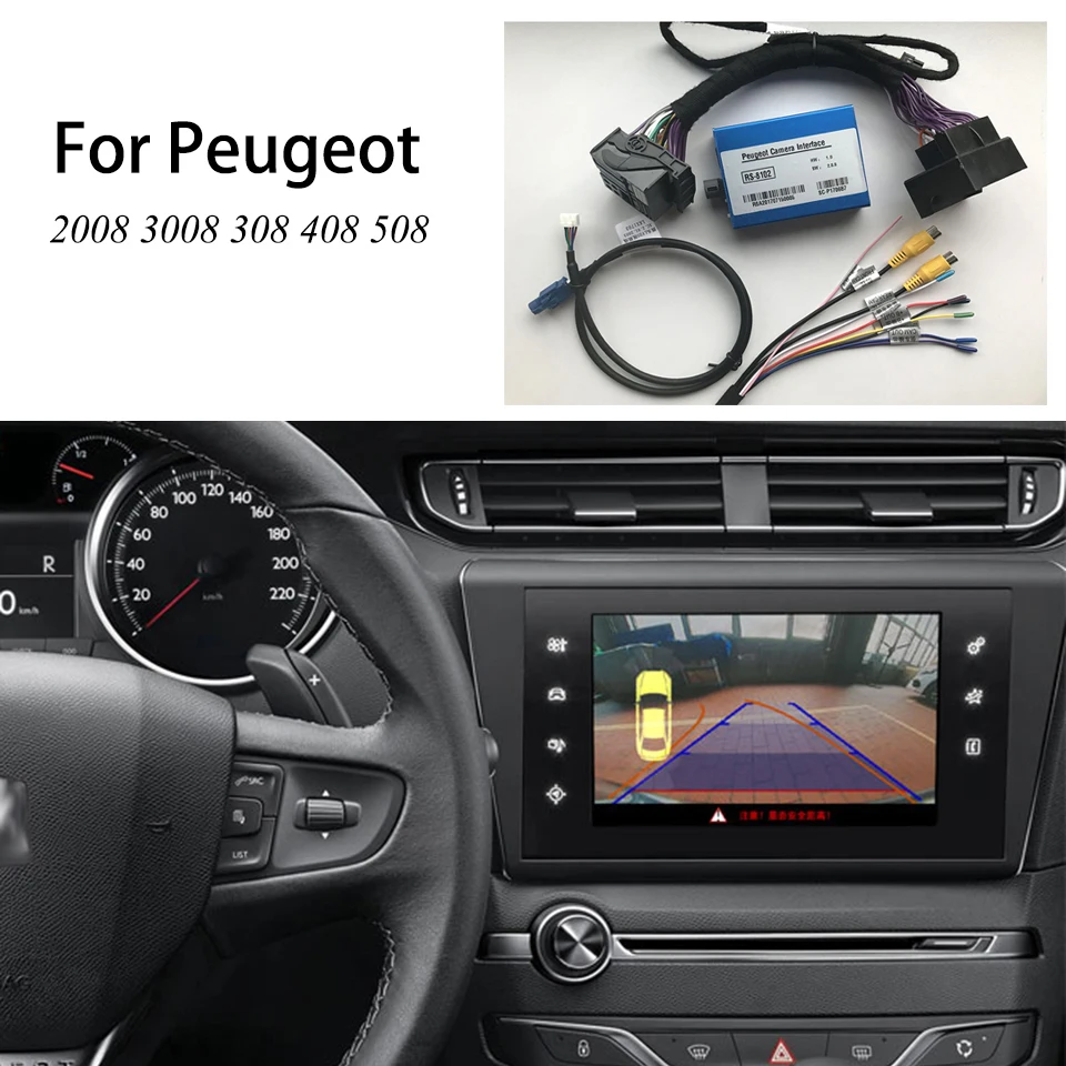 Parkirni Prostor Pomočjo Sistema Fotoaparata Vmesnik Za Peugeot 208 2016 Z Smeg Povezavo Dekoder Podporo Sprednji In Zadnji Pogled Kamere