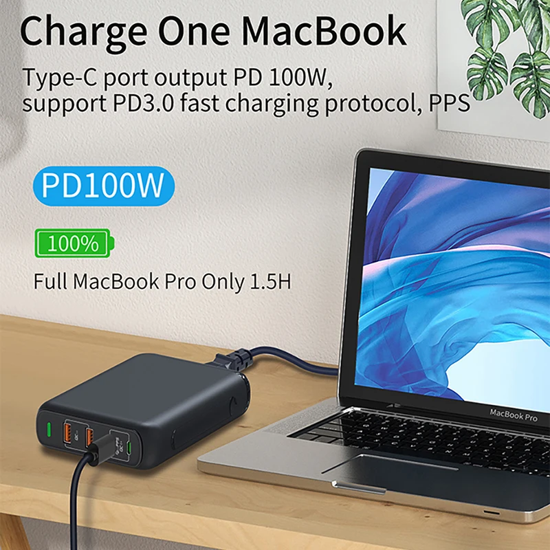 PD 100W Multi GaN Dvojno USB Tip C Hiter Polnilec Za MacBook Air iPad iPhone11 Max Pro XS XR 5 Vrata Usb za Hitro Polnjenje 3.0 PD Hub