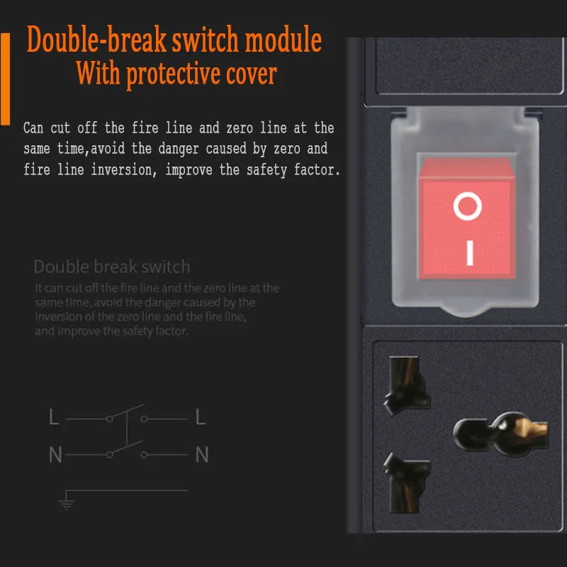PDU 7AC Univerzalne Vtičnice Vtičnice Double Break Stikalo Omrežna Omara Rack Moč Trakovi 1.5/2.5 kvadratnih AU/US/EU/UK PLUG