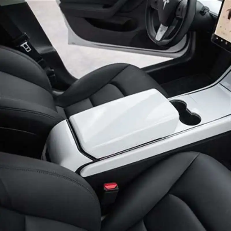 Pearl White Za Tesla Model 3 Y Sredinski Konzoli Sedež Armrest Polje Zaščitni Okrasni Pokrov Dodatki
