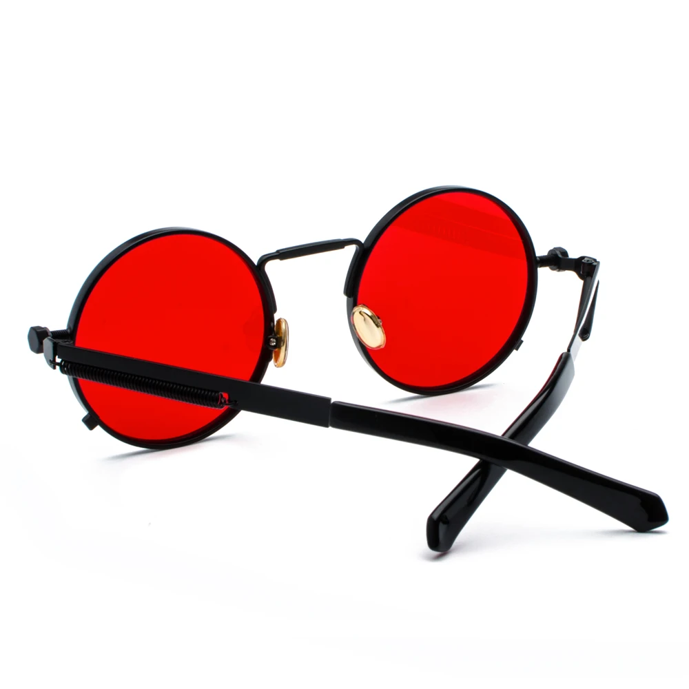 Peekaboo jasno rdeča sončna očala moških steampunk 2019 kovinski okvir retro vintage okrogla sončna očala za ženske črna uv400