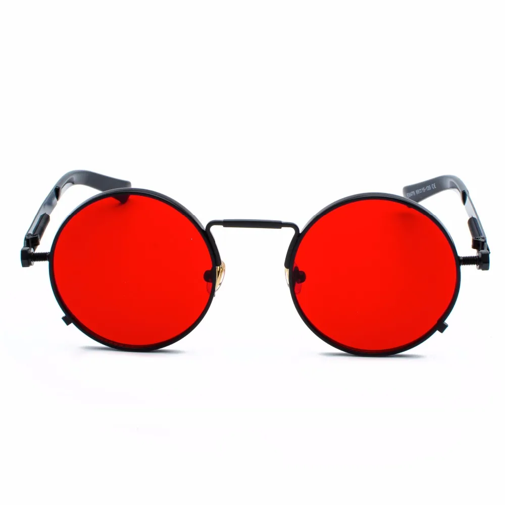 Peekaboo jasno rdeča sončna očala moških steampunk 2019 kovinski okvir retro vintage okrogla sončna očala za ženske črna uv400