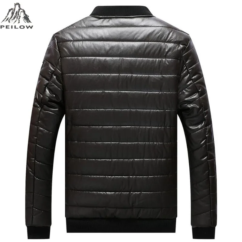 PEILOW nova zimska jakna moški plus velikost M~7XL 8XL vezene pu usnjena jakna moški College parka plašč moški jopiči