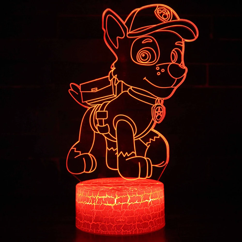 Pes Soba Dekoracijo Srčkan Risani Akcijski Slika 3D LED Nočna Lučka Colorfully Spreminjanje Lučka Igrača Za Božično Darilo za Rojstni dan