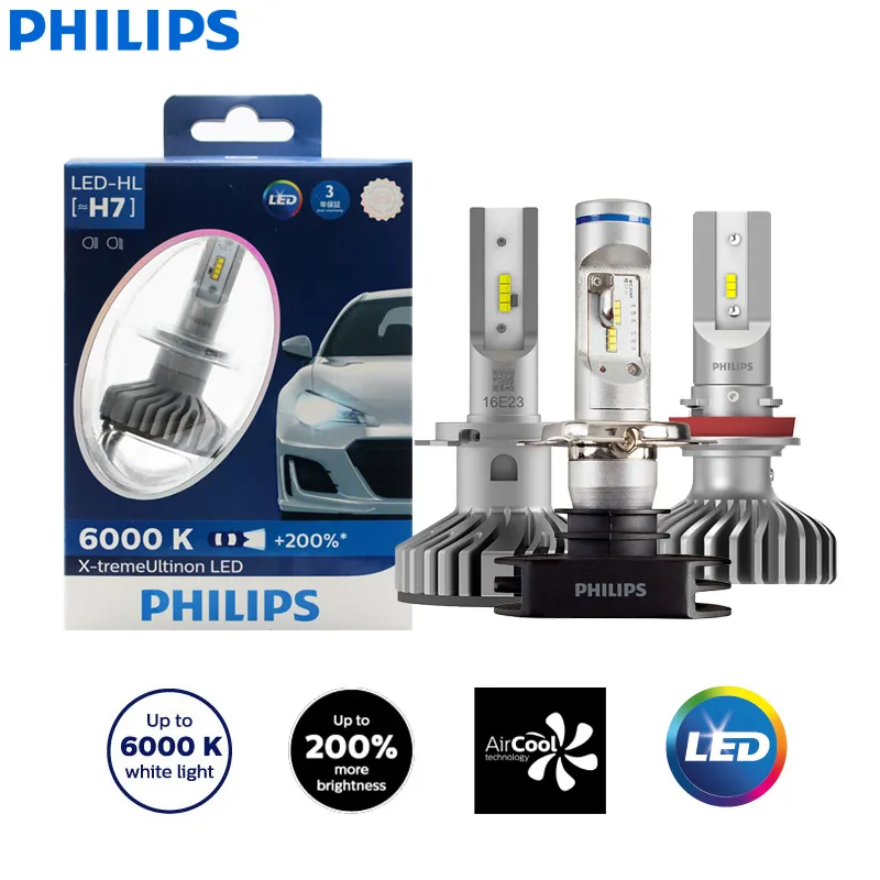 Philips X-treme Ultinon LED H4 H7, H8 H11 H16 9005 9006 HB3 HB4 12V 6000K Avto LED Vodja Svetlobe Auto Meglo +200% Svetlejši (Twin)