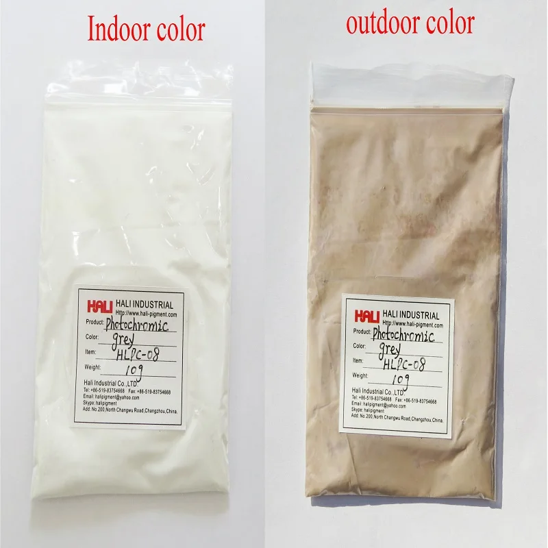 Photochromic pigment,photochromic v prahu,sončni svetlobi aktivni v prahu,postavka:HLPC-08,barva:siva,1 lota=10gram,brezplačna dostava..