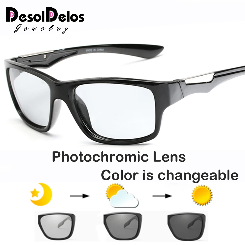 Photochromic sončna Očala Moških Polarizirana Kameleon Barve Očala za Sonce na Prostem UV400 Kvadratnih Vožnje Očala Dodatki