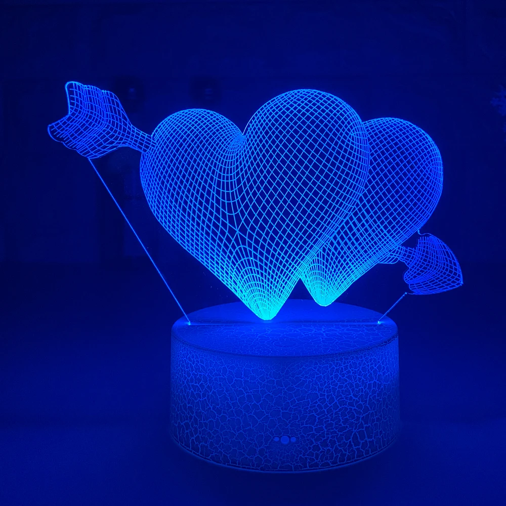 Pierce vaše srce 3d Noč Svetlobe s Srcem Led Touch Stikalo Pisane Ozračje za Domače Dekoracijo Svetloba namizne Svetilke Postelji