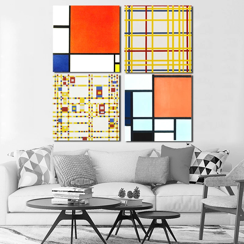 Piet Cornelies Mondrian Povzetek Sestava Plakat Platno Barvanje, Tiskanje Dnevni Sobi Doma Dekor Moderne Stenske Umetnosti Oljno sliko HD