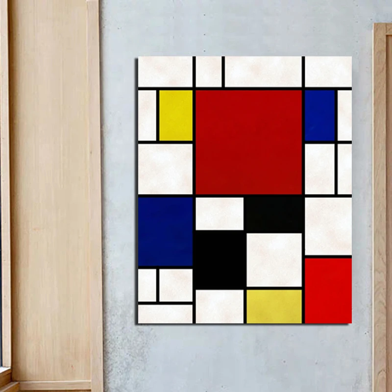 Piet Cornelies Mondrian Umetnine Platno Barvanje, Tiskanje Dnevna Soba Dekoracijo Doma Moderne Stenske Umetnosti Oljna Slika, Slike, Plakati,