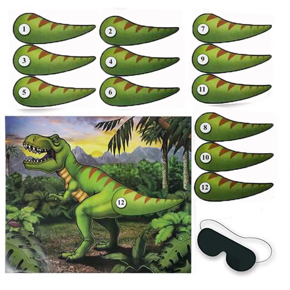 Pin Rep na Dinosaur Igre z Rekviziti Oči Masko Dinozaver Stranka Dobave Dino Plakat Dejavnosti Zabavo za Rojstni dan Igre za Otroke