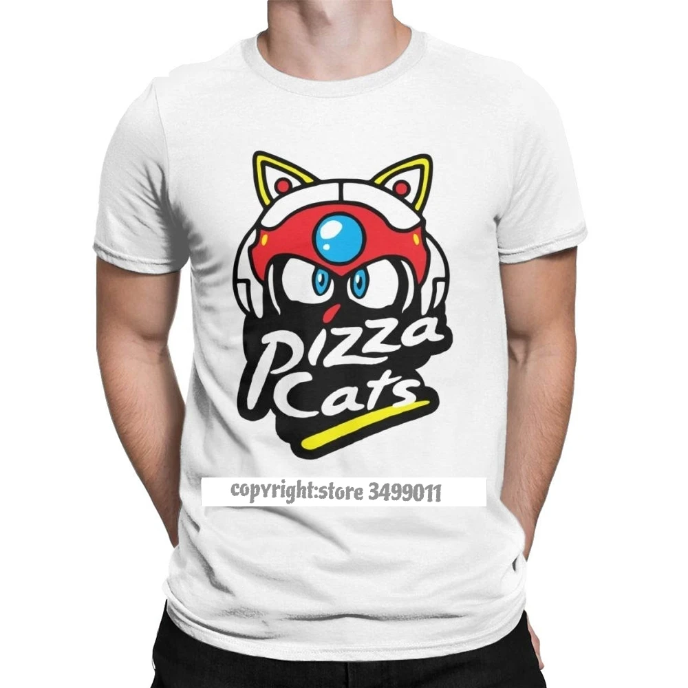 Pizza Mačke Tshirt Moški Bombaž Letnik Tee Srajce Crewneck Samurai Pizza Mačke Tees Vrhovi Grafika
