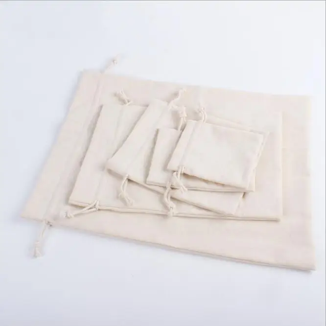 PK-011 Debelo Custom Print Organskih meri tkanino torbica bombažno vrvico za zavezovanje vreče majhne perilo, nakit vrečko