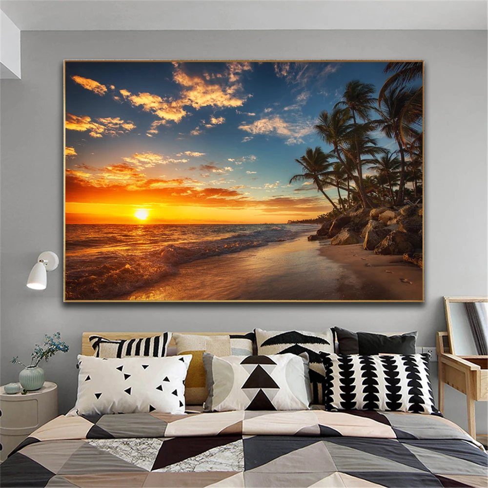 Plakat Naravno Morsko Plažo Krajine Wall Art Slike, Barvanje Sten Umetnosti za Dnevni Sobi Doma Dekor Brez Okvirja