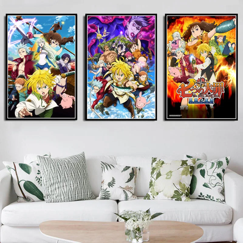Plakatov In Fotografij Japonske Anime Strip Sedem Smrtnih Grehov Umetnosti Slikarstva Wall Art Platno Stenske Slike Za Dnevni Sobi Doma Dekor