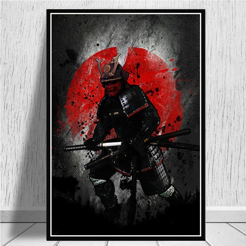 Platno Oljna Slika, Japonski Ninja Bonsa Bushido Samurai Kanji Črnila Oblikovanje Plakatov Tiskanje Umetnosti Stenske Slike Dnevni Sobi Doma Dekor