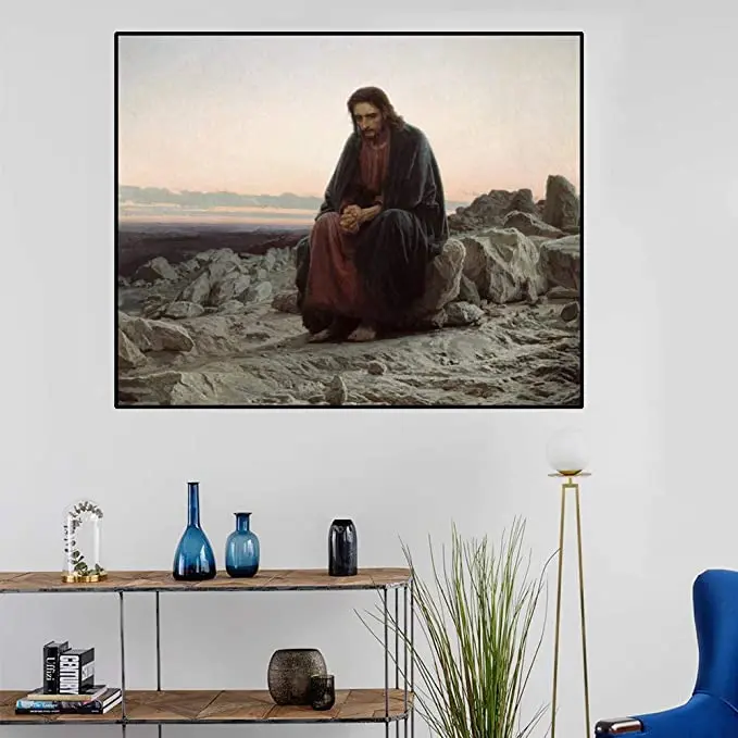 Platno Slikarstvo Sliko Kristusa v Puščavi Soba Sodobno Dekoracijo Cerkev Wall Art Platno Slikarske Umetnine Darilo