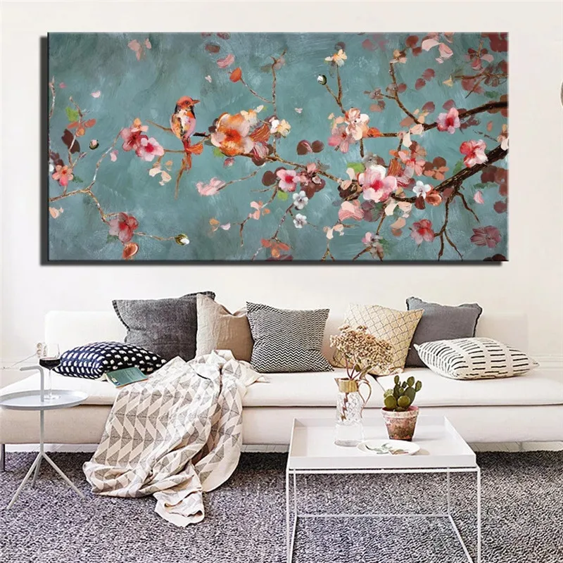 Platno Slike Doma Dekor Plum Blossom za Steno dnevne Sobe Klasične Cvetje Wall Art Slike Velikosti Plakatov in Fotografij