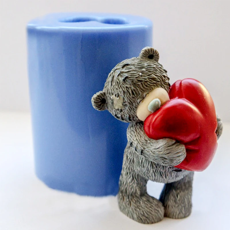 Plesni Mila Plesni Silikonski Kalup Kalup za Milo medvedek Plesni Živali Sveča Plesni Aromo Kamnitih Kalupov Teddy s Srcem 3D PRZY