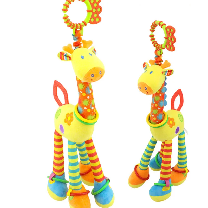 Pliš Za Malčke Baby Razvoj Mehko Žirafa Živali Handbells Ropota Ročaj Igrače Vroče Prodaja S Teether Otroška Igrača Za Otroke Darilo