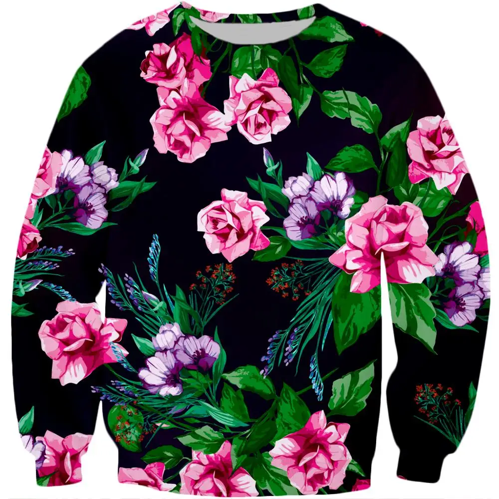 PLstar Kozmos blagovno Znamko oblačil 2018 Nov slog Mens Moda Long sleeve majica cvetje 3d Tiskanja Moški Ženska Priložnostne puloverju