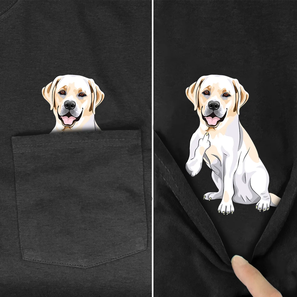 PLstar Kozmos Majica Fashion poletje žep pes printed majica s kratkimi rokavi moški za ženske majice, vrhovi smešno bombaž black tees slog-7