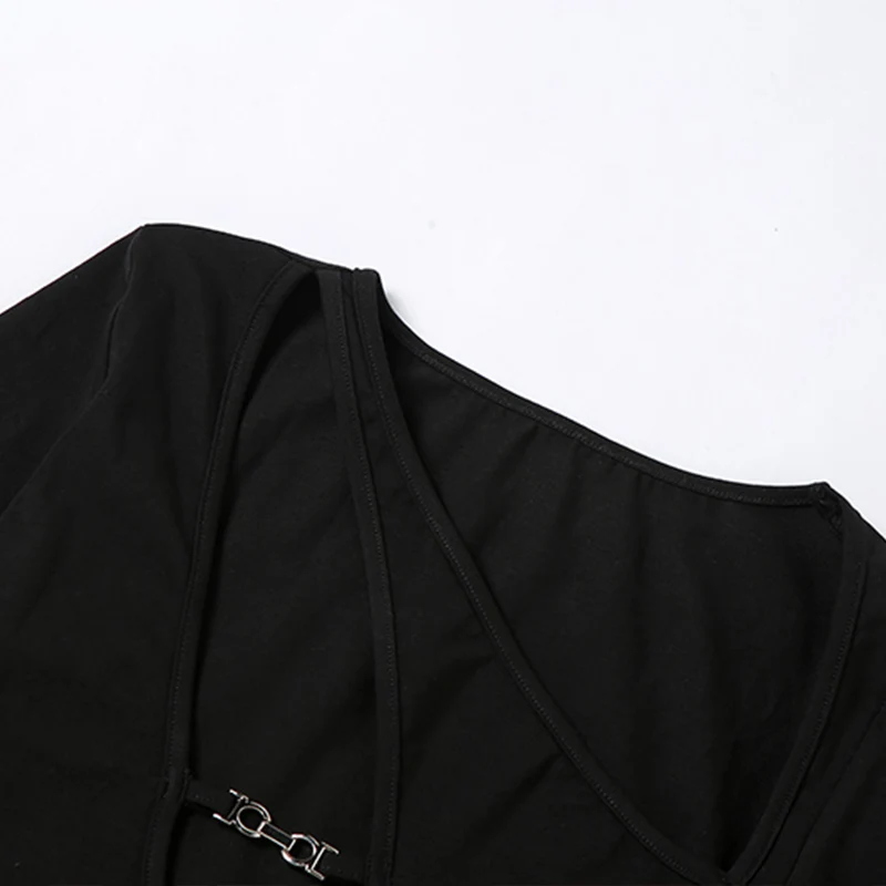 Plugalong izrežemo Tshirt Ženske 2021 Dolg Rokav Crop Tops Suh Črn Odrezana Y2K Estetske Ulične T Srajce Priložnostne Clubwear