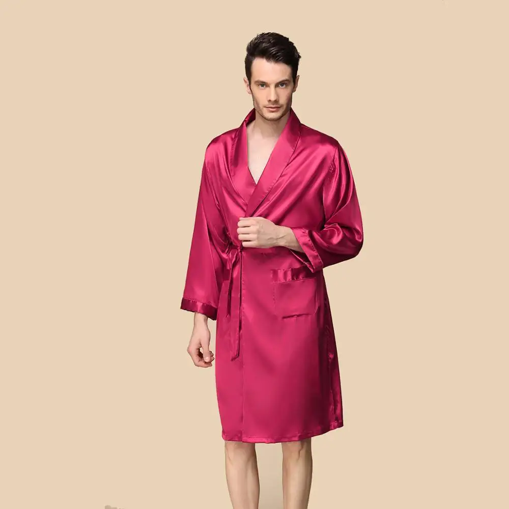 Plus 5XL Moške Svile Kimono Plašč Luksuzni Oblikovalec Dolg Rokav kopalni plašč Sleepwear Prevelik Saten Nightgown Poletje Domov Oblačila