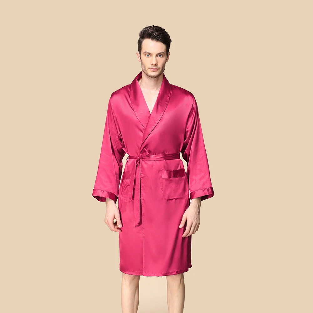 Plus 5XL Moške Svile Kimono Plašč Luksuzni Oblikovalec Dolg Rokav kopalni plašč Sleepwear Prevelik Saten Nightgown Poletje Domov Oblačila