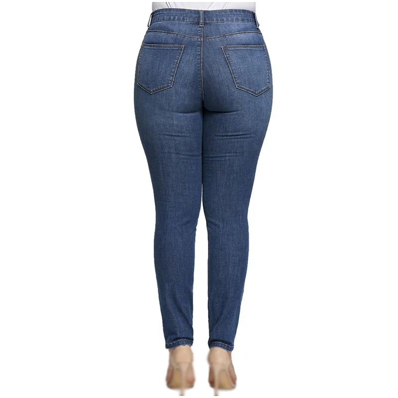 Plus Velikost Lase Pranje Žep Stretch Skinny Jeans Velike 5XL Visoko Pasu Zadrgo Letenje Hlače Ženske Priložnostne Traper Hlače Mama Jean