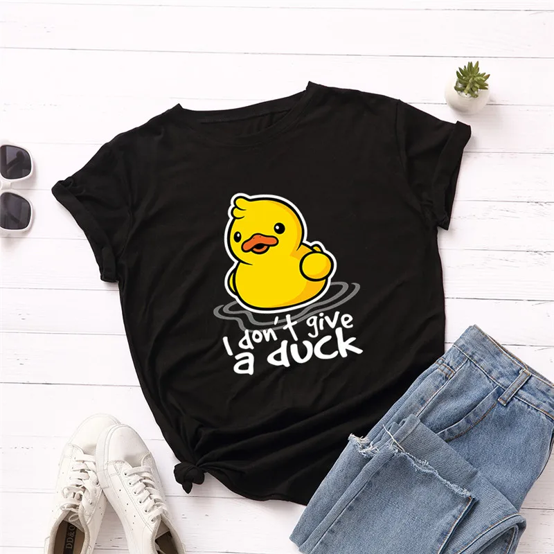 Plus Velikost S-5XL Novo Duck Print Majica s kratkimi rokavi Ženske Majice Bombaž O Vratu Kratek Rokav Harajuku T-Shirt zabavne Majice Kyku Tshirt