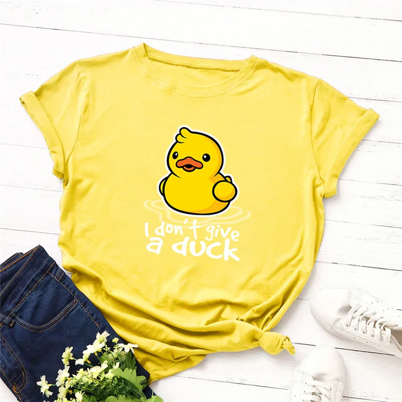 Plus Velikost S-5XL Novo Duck Print Majica s kratkimi rokavi Ženske Majice Bombaž O Vratu Kratek Rokav Harajuku T-Shirt zabavne Majice Kyku Tshirt