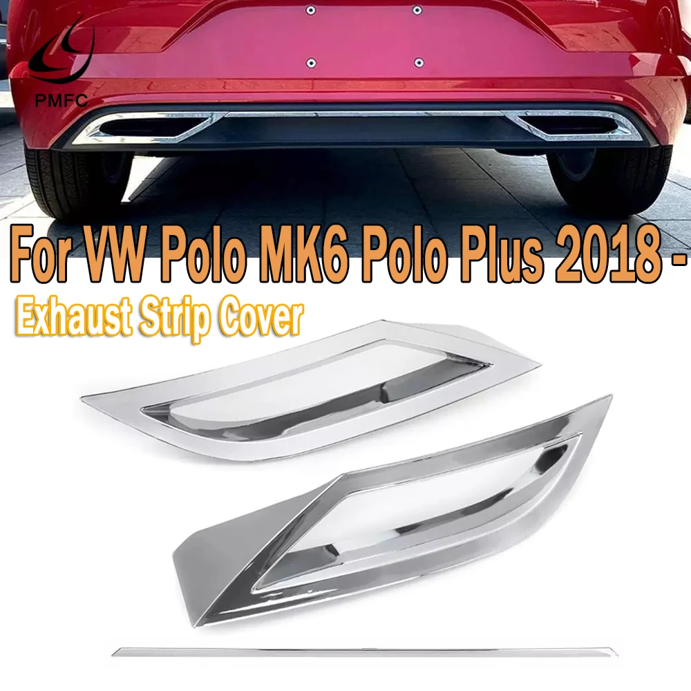PMFC 3Pcs Izpušnih naslovnica Stripa Zadnji Odbijač Difuzor Vtičnico Trim Lip Spojler Za Volkswagen Za VW Polo MK6 Polo Plus 2018 2019 20