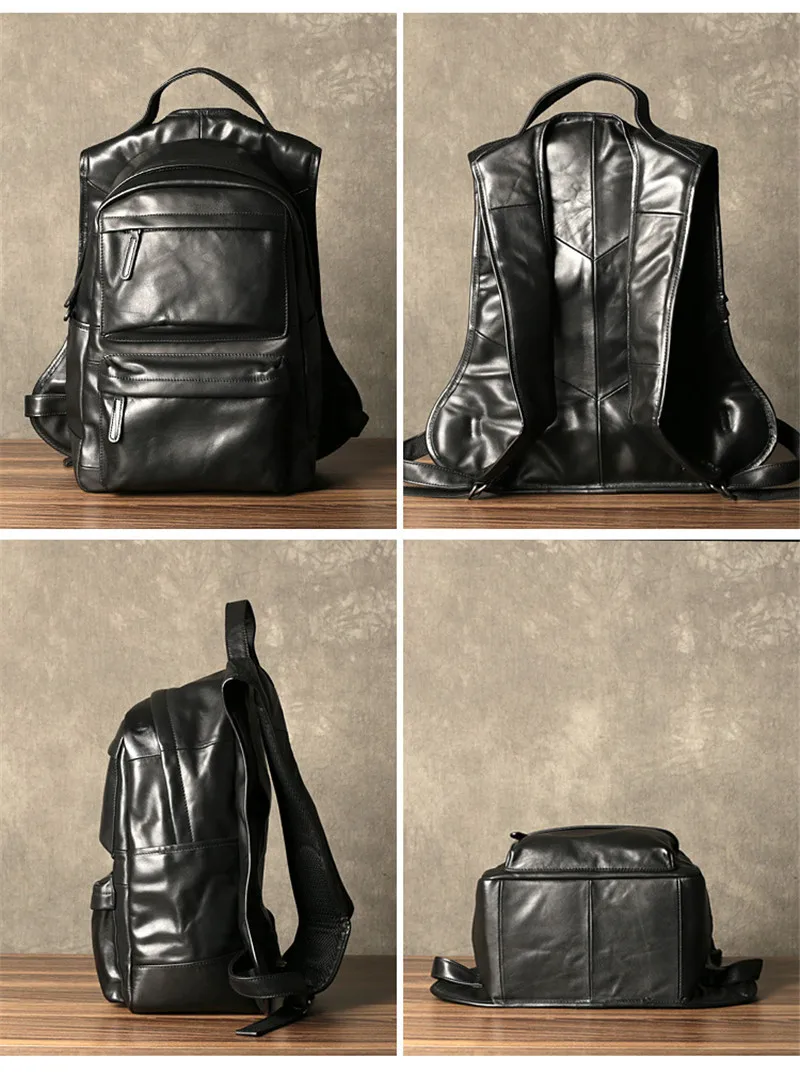 PNDME moda priložnostne pravega usnja za moške, ženske nahrbtnik oblikovalec luxury real cowhide teens potovanja dela black laptop bagpack
