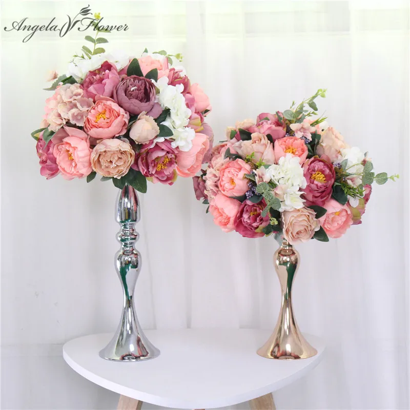 Po meri 35 cm svile potonike umetno cvet žogo centerpieces ureditev dekor za poroko ozadje tabela cvet žogo 13 barv