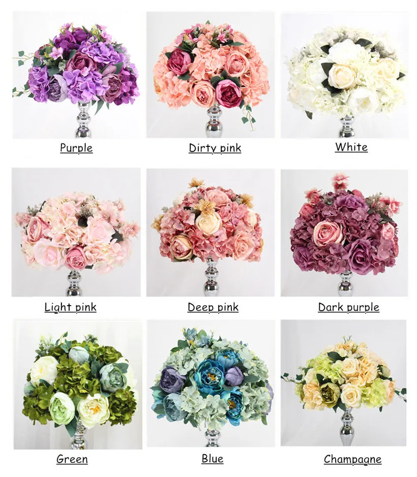 Po meri 35 cm svile potonike umetno cvet žogo centerpieces ureditev dekor za poroko ozadje tabela cvet žogo 13 barv