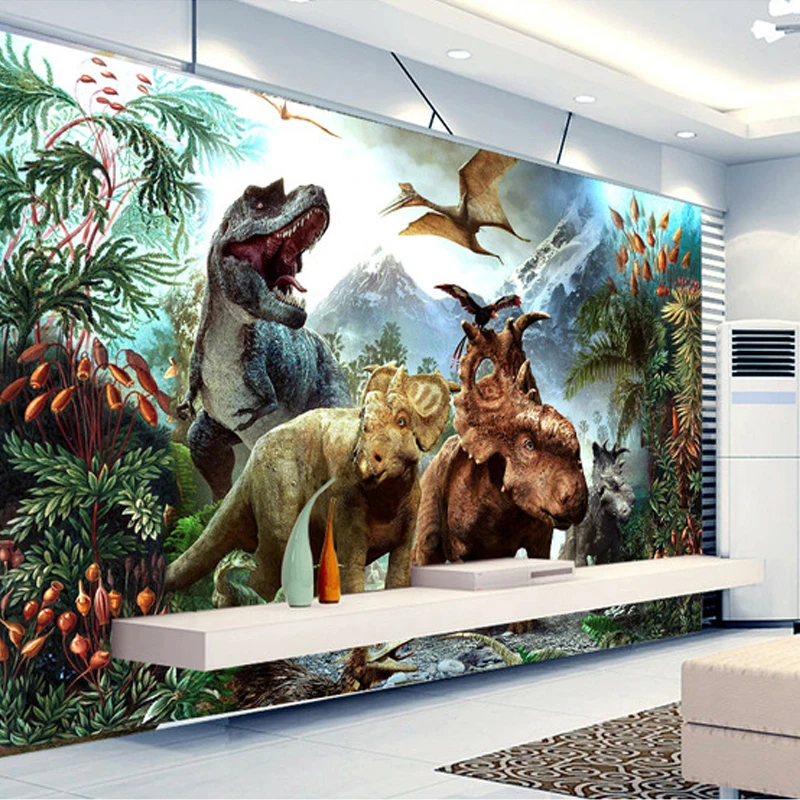 Po meri 3D Plakat, Fotografija Ozadje Risanka Dinozaver Non-woven Zidana Dnevna Soba, otroška Soba, Spalnica 3D Stenske Freske Ozadje