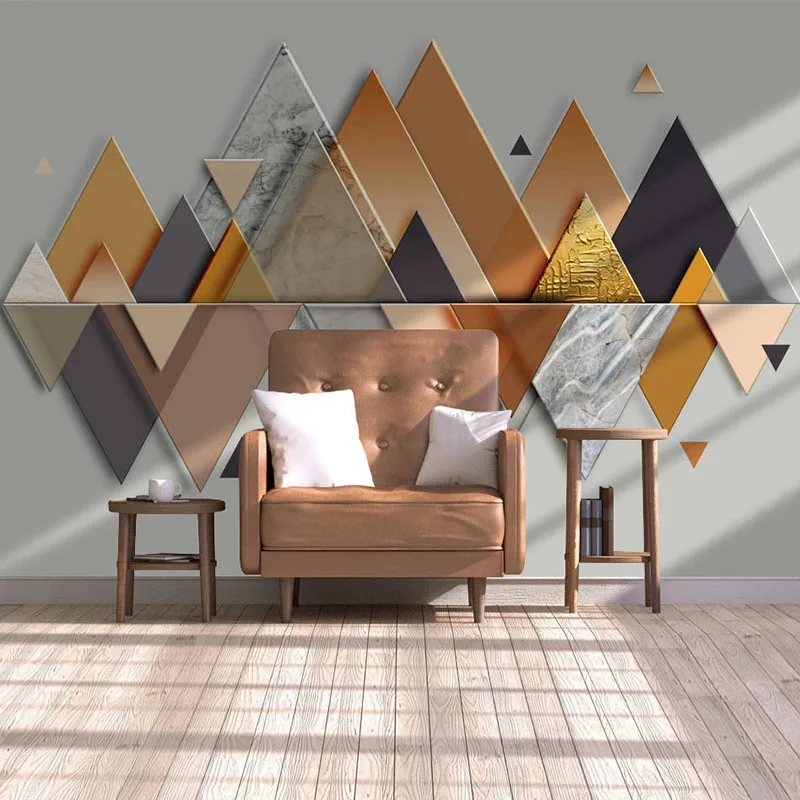 Po meri 3D Stereoskopski Povzetek Geometrijske Trikotnik Velika Zidana Moderna Spalnica, Dnevna Soba, TV Ozadju Wall Art Foto Ozadje