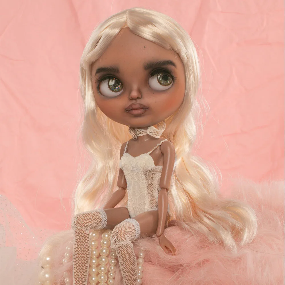 Po meri blyth lutka LEDENO lutka z ličila obraz tan koža z Rjave las Dekle darilo Kul dekle ličila lutka lepo dekle DIY lutka